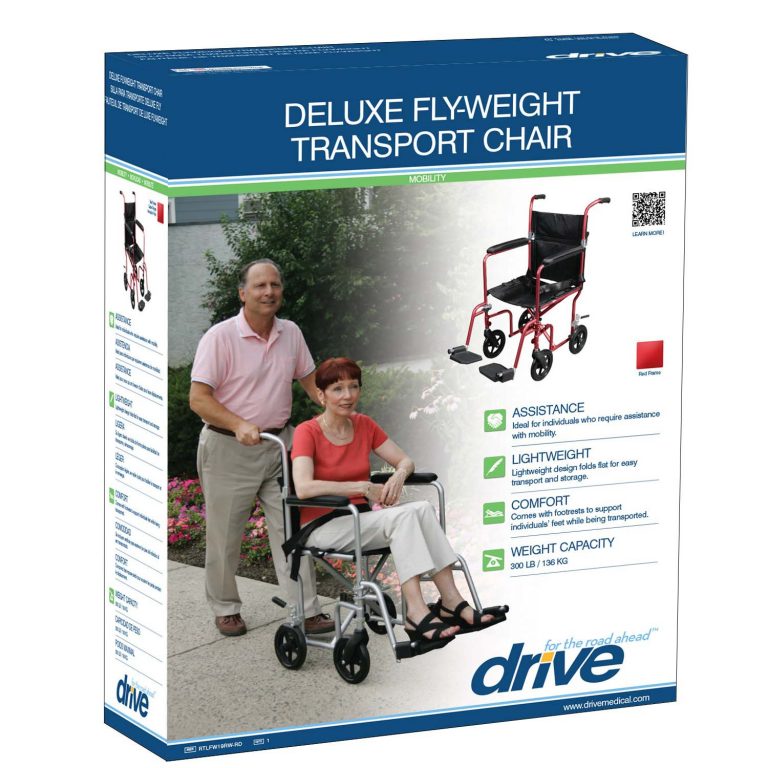 Drive Medical Flyweight Lightweight Transport Wheelchair