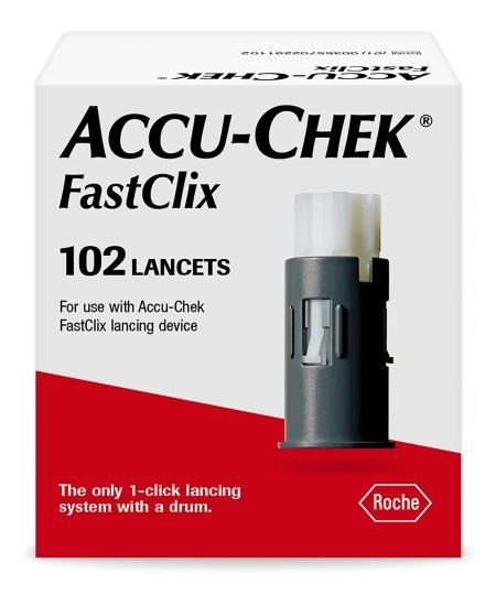 Roche Accu-Chek Fastclix Lancets - 30 Gauge (Pack of 102)