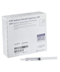 BD PosiFlush Normal Saline Filled Syringe Sodium Chloride 0.9%, 10 ml (Pack of 30)