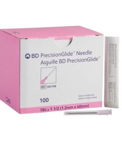 BD PrecisionGlide Hypodermic Needles 18 Gauge - Regular Bevel (Pack of 100)