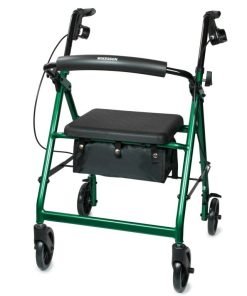Mckesson 4 Wheel Folding Rollator, Green - 300 lbs. Weight Capacity