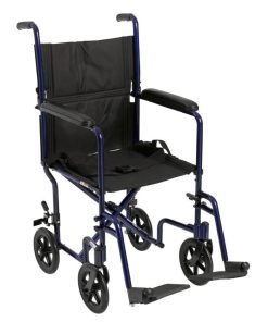 Mckesson Lightweight Transport Aluminum Wheelchair - Blue