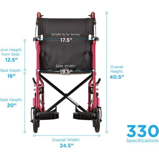 Nova Transport Chair 20 inch with 12″ Rear Wheels - Image 2