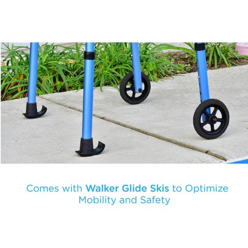 Nova Folding Walker with 5 Inch Wheels with Mobility Bag, Blue