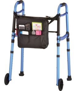 Nova Folding Walker with 5 Inch Wheels and Mobility Bag, Blue