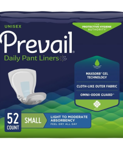 Prevail Daily Pant Incontinence Liners, Adult Unisex Disposable - Moderate Absorbency, Small