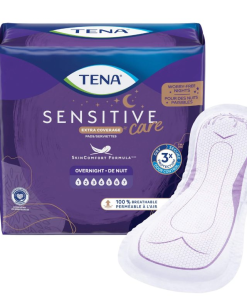 TENA Sensitive Care Extra Coverage Bladder Control Pad, Overnight Disposable, Heavy Absorbency, Super Absorbent Core, One Size Fits Most -16 Length