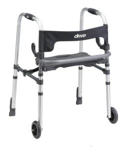 Drive Clever-Lite LS Aluminum Adjustable Dual Release Folding Walker, Silver - 29-1/2 to 39 Inch Height