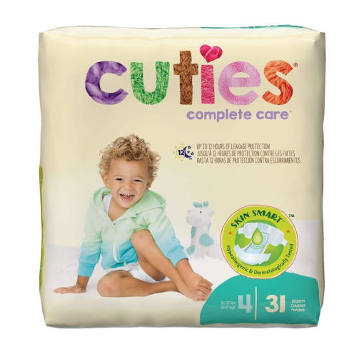 Cuties Complete Care Baby Disposable Diaper, Heavy Absorbency - Size 4