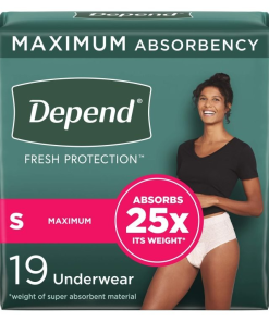 Depend Fresh Protection Absorbent Underwear For Women, Disposable Heavy Absorbency - Small (Case of 38)