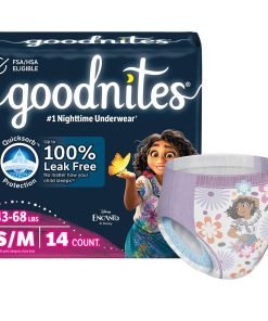 GoodNites Youth Pull On Absorbent Underwear with Tear Away Seams For Girls, Disposable Heavy Absorbency - Small/Medium (Pack of 14)