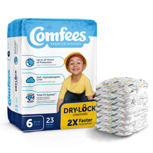 Comfees Premium Disposable Baby Diaper, Moderate Absorbency - Size 6