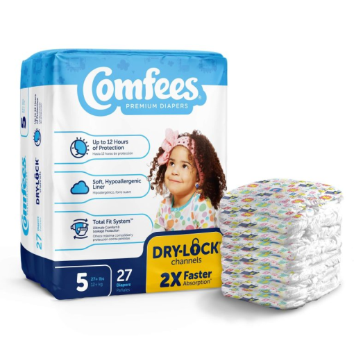 Comfees Premium Disposable Baby Diaper, Moderate Absorbency - Size 5