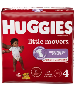 Huggies Little Movers Disposable Unisex Baby Diaper, Moderate Absorbency - Size 4