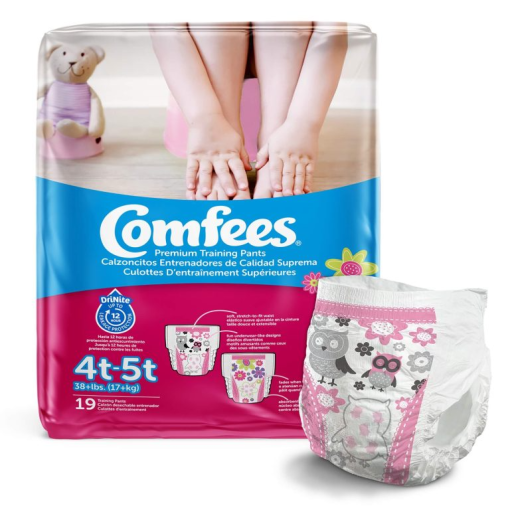 Comfees Premium Disposable Training Pants For Girls, Moderate Absorbency - Size 4T to 5T