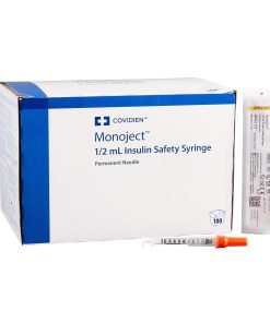 Covidien Monoject Insulin Syringe with Sliding Safety Needle, Disposable Regular Wall - 29g x 1/2 Inch (13 mm) Sterile- Pack of 100 - 0.5 ml