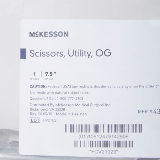 McKesson Utility Scissors, Stainless Steel, Finger Ring Handle, Office Grade – 7-1/2 Inch Length ( Pack of 1 ) - Image 3