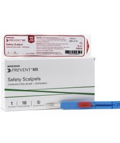 McKesson Prevent MX Safety Scalpels with Sensory Grip Handle, Stainless Steel and Plastic, Disposable, Sterile – Size No. 10 (Box of 1)