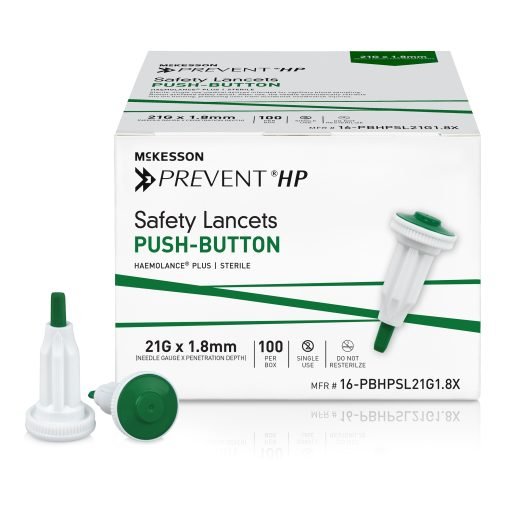 McKesson Prevent HP Safety Lancets with Push Button, Sterile (Box of 100)