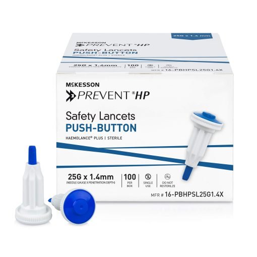 McKesson Prevent HP Safety Lancets with Push Button, Sterile (Box of 100)