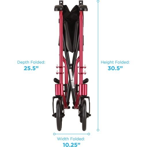 Nova 19 inch Transport Chair with Fixed Arms - Red - Image 5