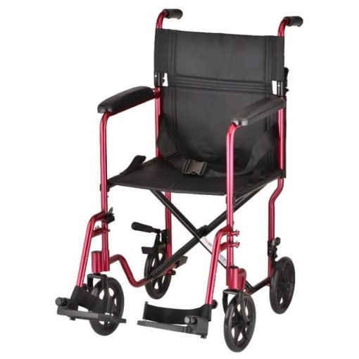 Nova 19 inch Transport Chair with Fixed Arms - Red