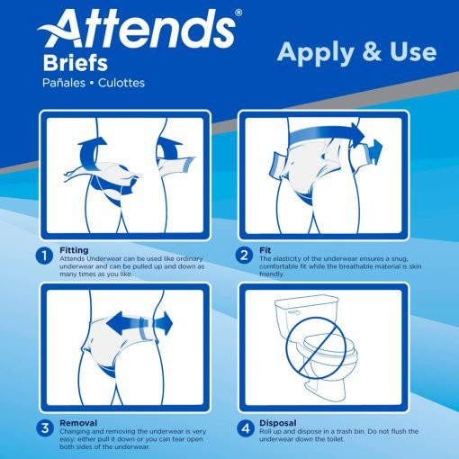 Attends Adult Incontinence Disposable Briefs, Heavy Absorbency - Medium - Image 4