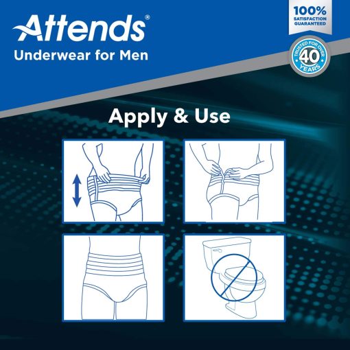 Attends Discreet Men's Underwear, Moderate Absorbency - Large/X-Large - Image 6