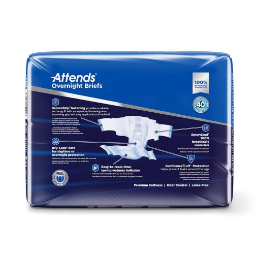 Attends Extended Disposable Overnight Wear Briefs, Heavy Absorbency - Medium - Image 4