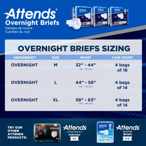Attends Extended Disposable Overnight Wear Briefs, Heavy Absorbency - Medium - Image 6